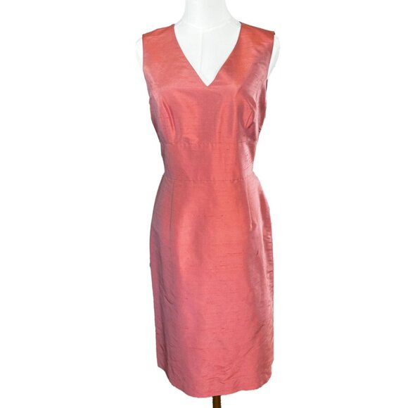 Talbots Sleeveless Peach Colored 100% Silk Shantung Dress in Size 8 NWT - Picture 2 of 7